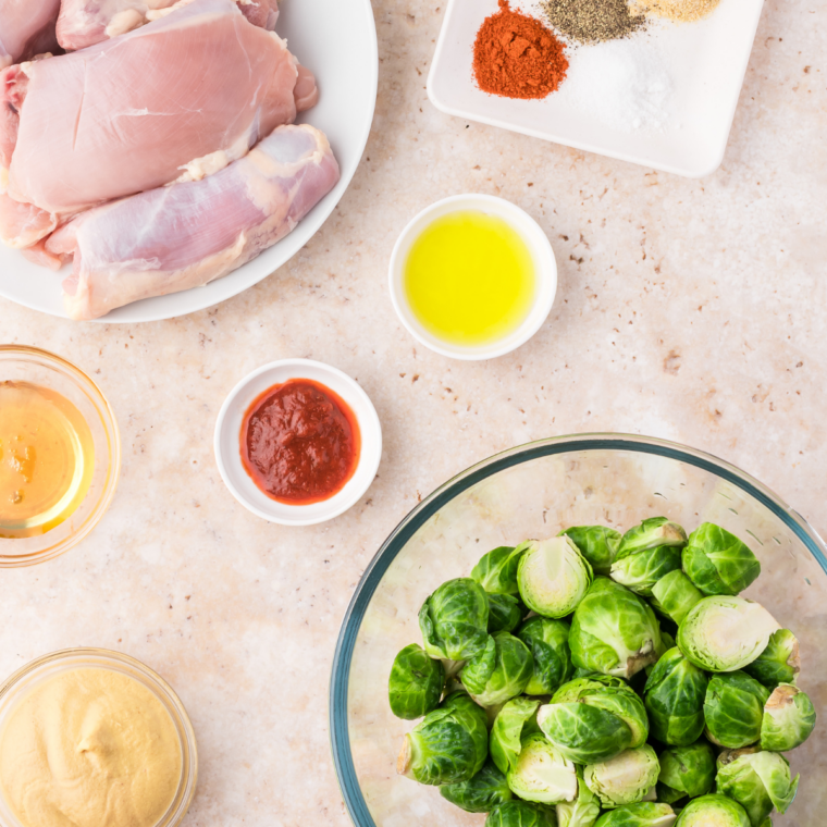 Ingredients needed for Copycat KFC Honey Mustard Sauce on kitchen table.