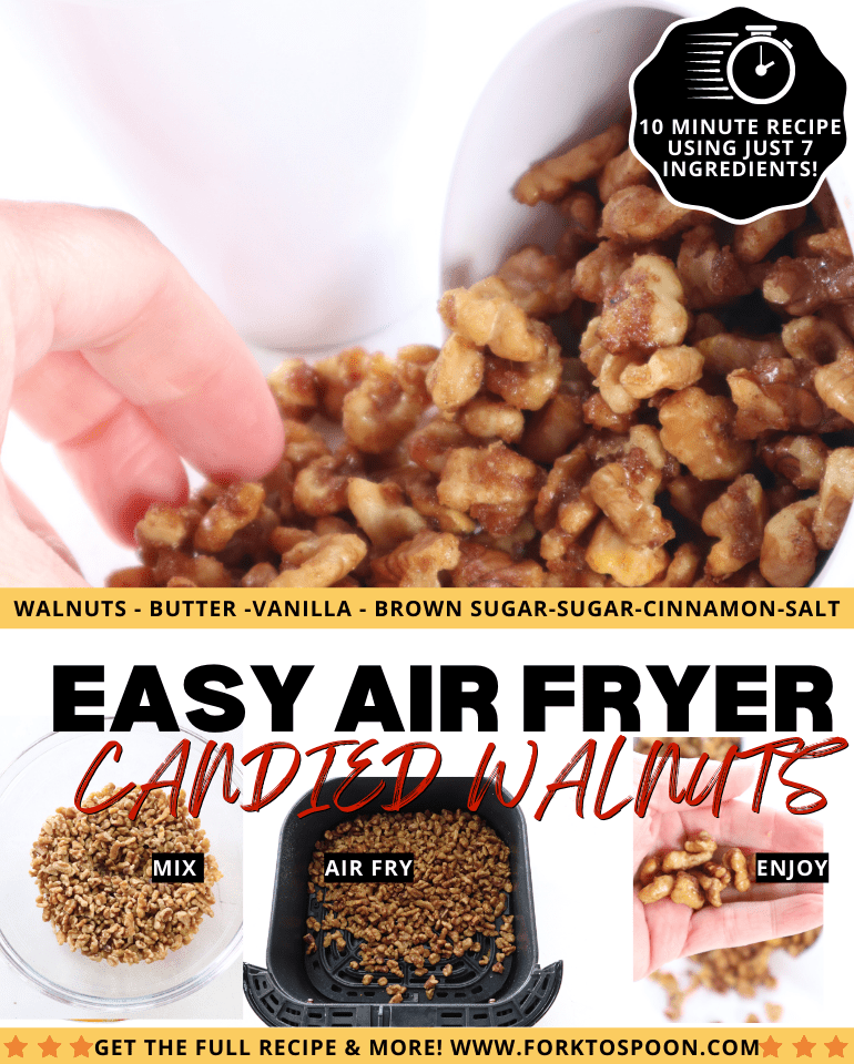 titled image (and shown): easy air fryer candied walnuts with recipe