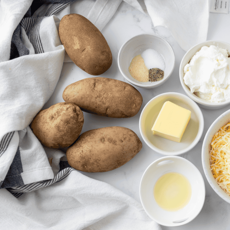Ingredients needed for Shake Shack's Crinkle Cut Fries on kitchen table.