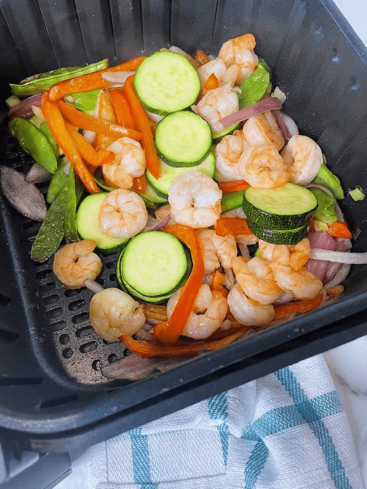Air Fryer Shrimp and Vegetables in air fryer