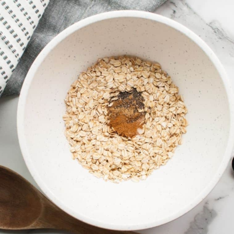 Cherry Oatmeal Breakfast Bake ingredients in bowl