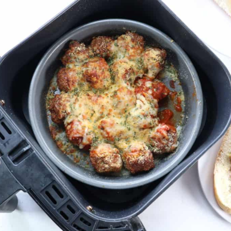 Air Fryer Mozzarella Stuffed Meatballs