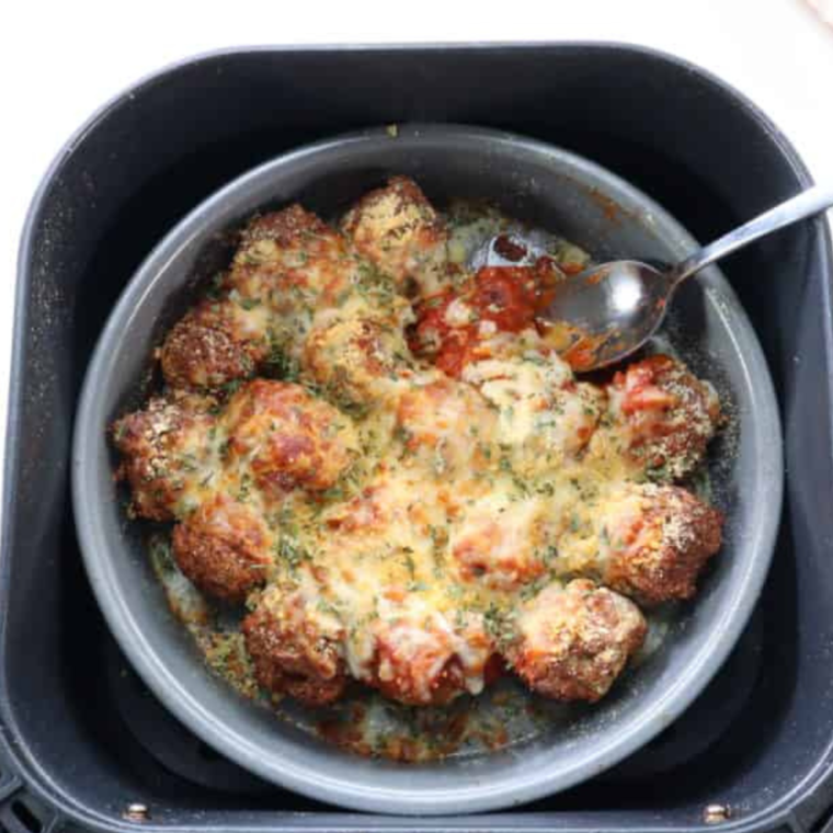 Air Fryer Mozzarella Stuffed Meatballs