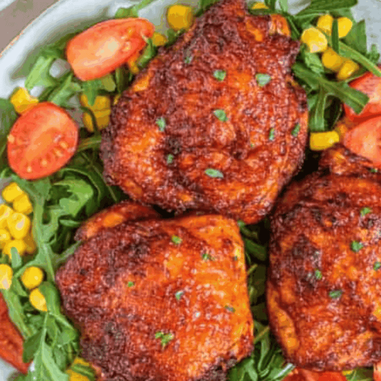 Plateful of Crunchy Buffalo Chicken Thighs with Wingstop Flavors!