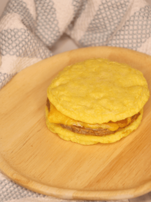 Air Fryer Eggwich Breadless Breakfast Sandwich On Plate