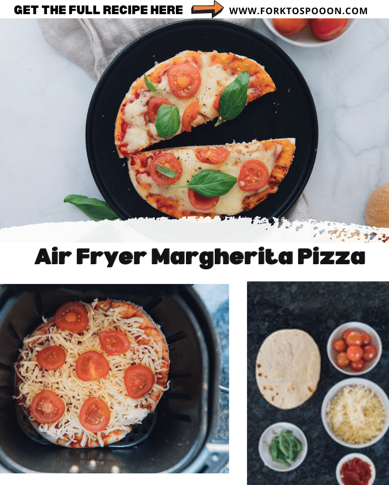 Air Fryer Margherita Pizza - Garnished Plate