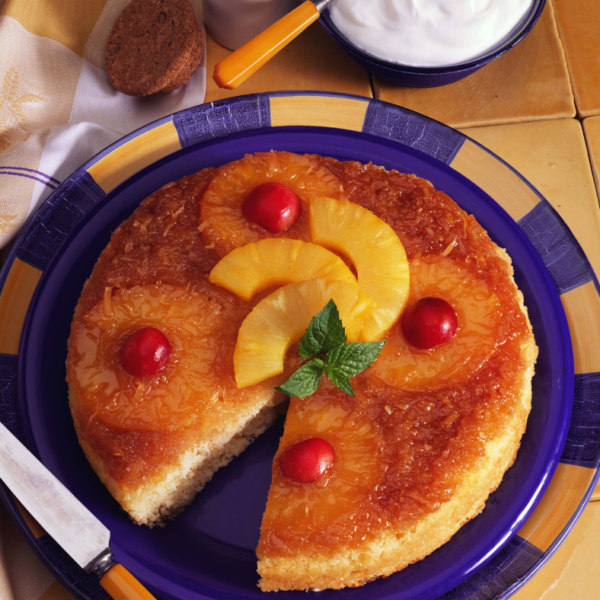 Air Fryer Pineapple Upside Down Cake Fork To Spoon