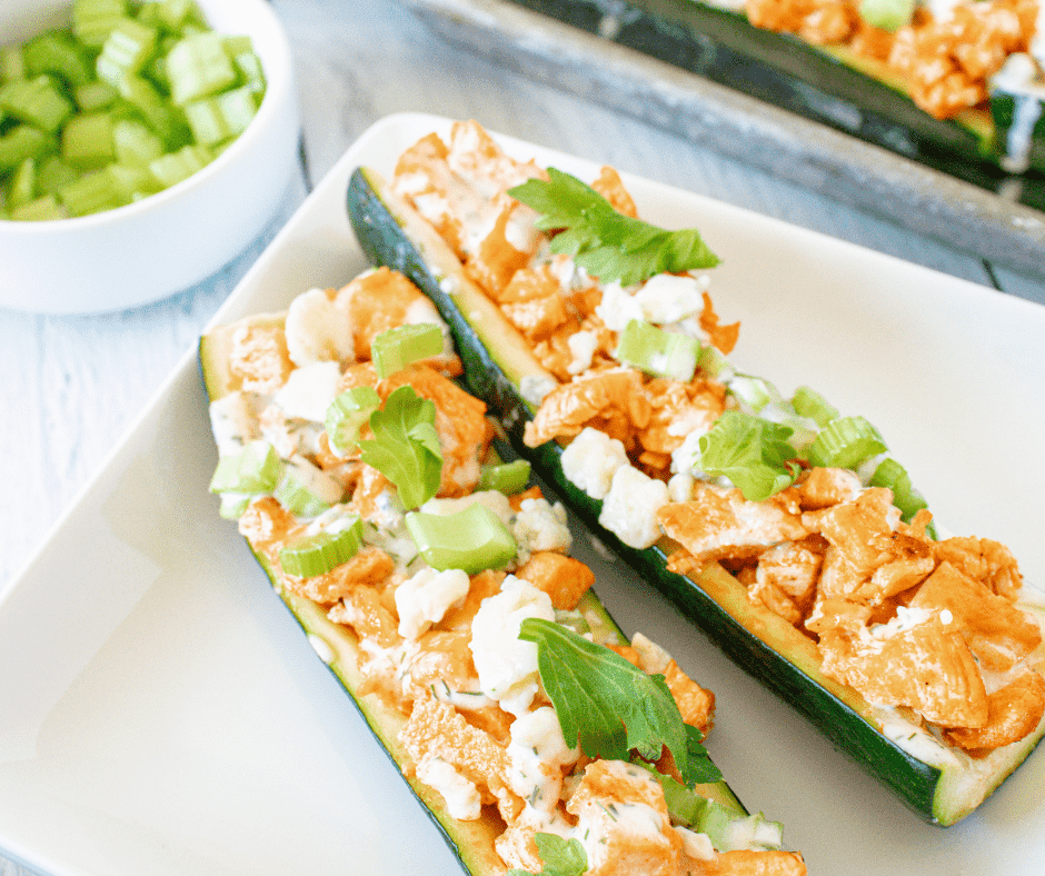 Air Fryer Zucchini Boats on Plate