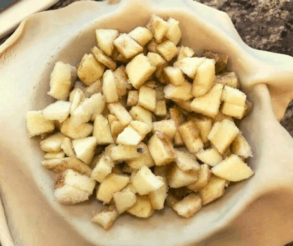 spiced diced apples in pie crust