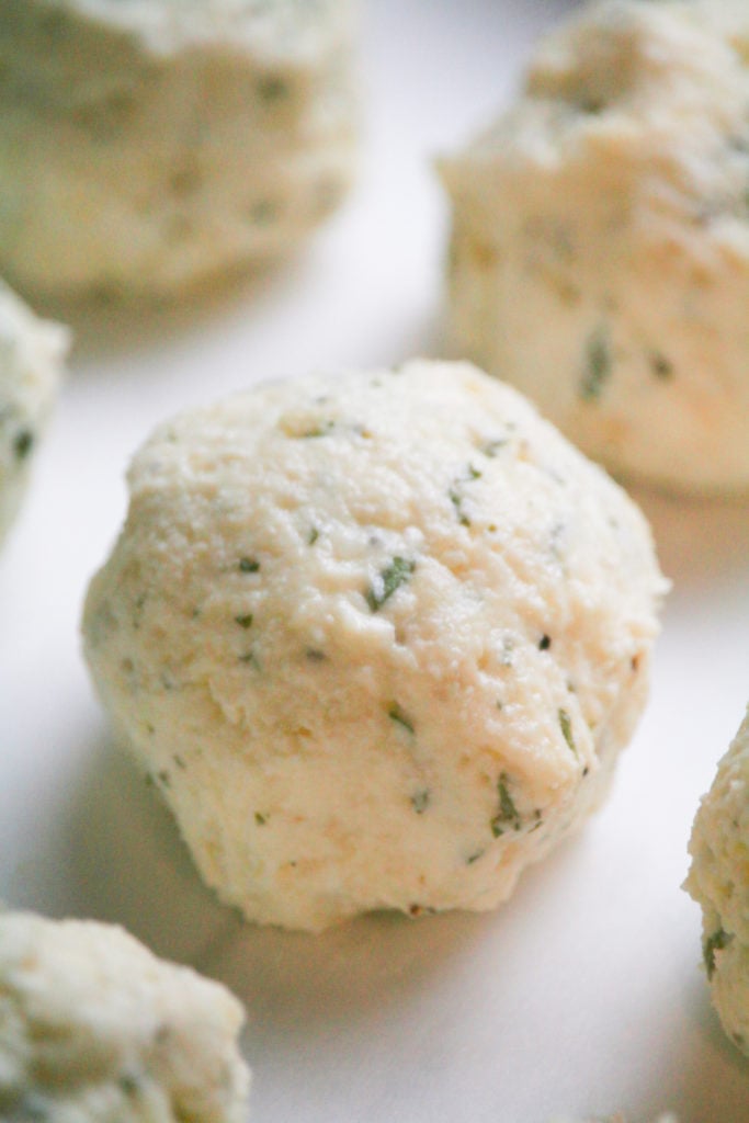 Air-fried white Italian meatballs