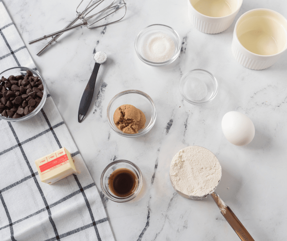 Ingredients Needed For Air Fryer Chocolate Chip Cookie in A Cup