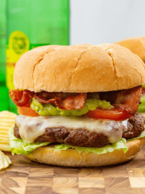 Air Fryer Guacamole Bacon Burger --Move over, regular burgers! The air fryer Guacamole Bacon Burger is here, and it's about to steal the show. So fire up your air fryer and get ready to indulge in this amazing burger!