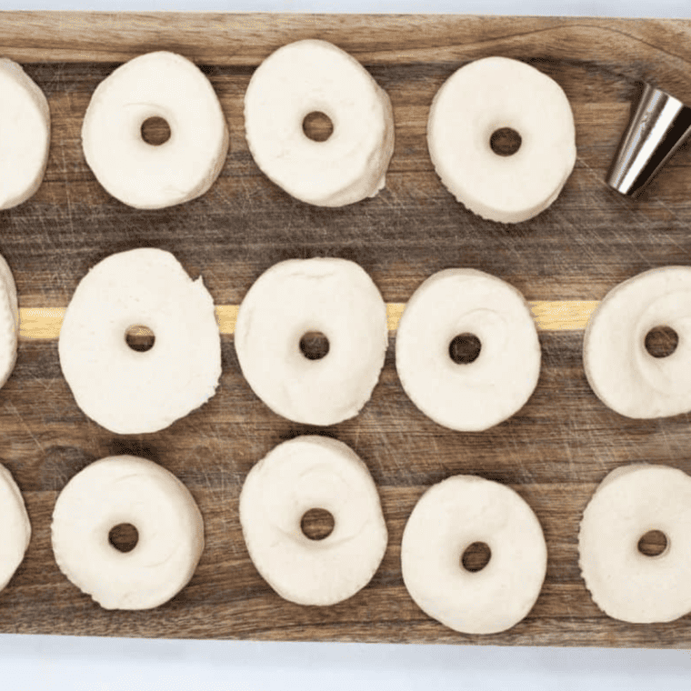 "Rolling out dough for Copycat Hostess Powdered Donettes before air frying"