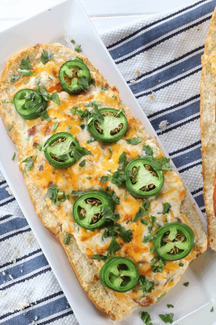 Air Fryer Jalape&ntilde;o Popper Stuffed Bread with melted cheese and crispy golden crust