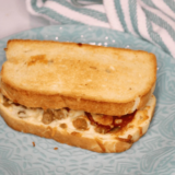 Air fryer Red Baron pizza melt with crispy toasted bread and melted cheese and pepperoni filling