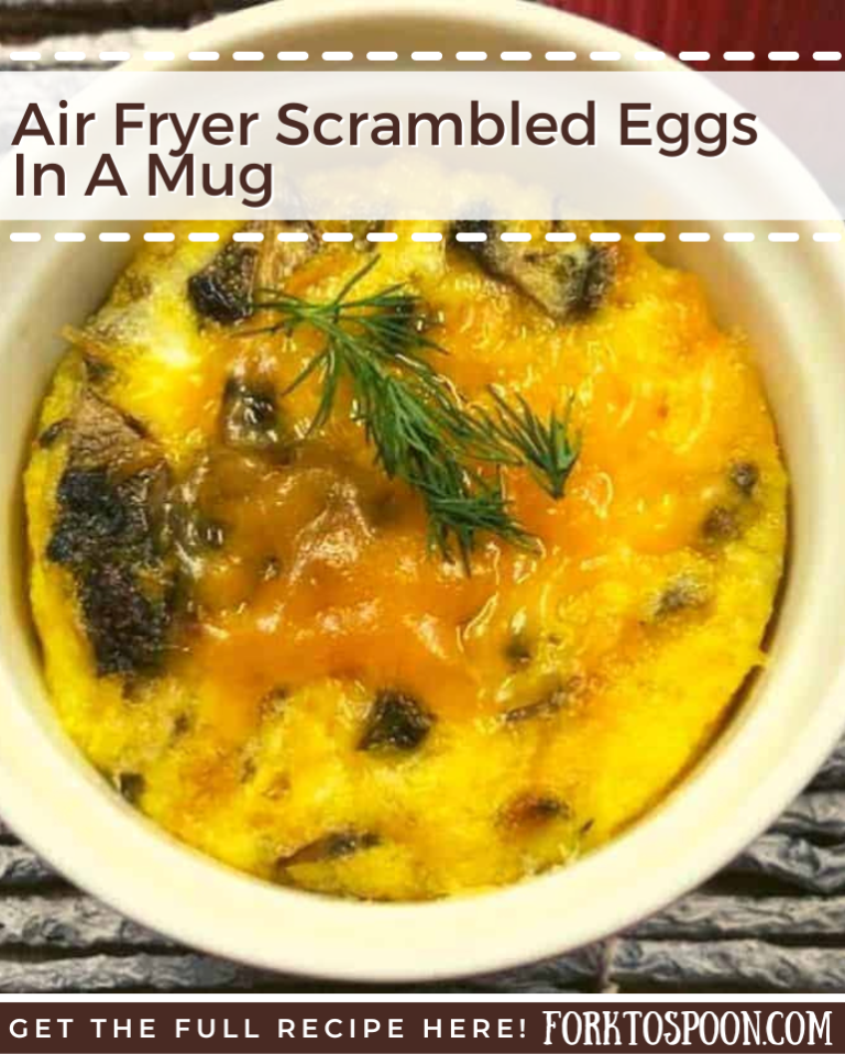 Air Fryer Scrambled Eggs In A Mug Fork To Spoon