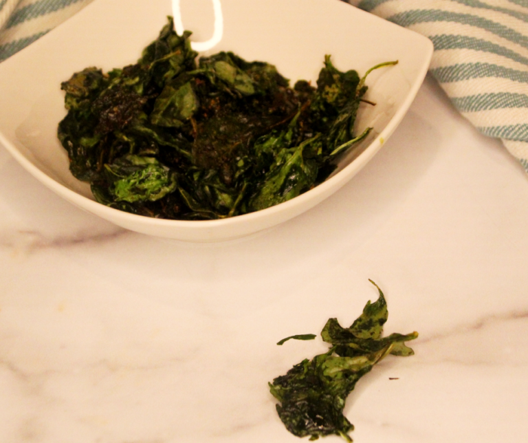 Air Fryer Spinach Chips Fork To Spoon
