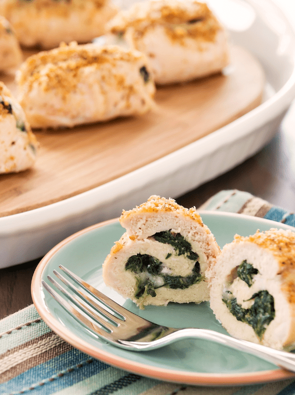 Air Fryer Frozen Stuffed Chicken Breast With Broccoli And Cheese Fork