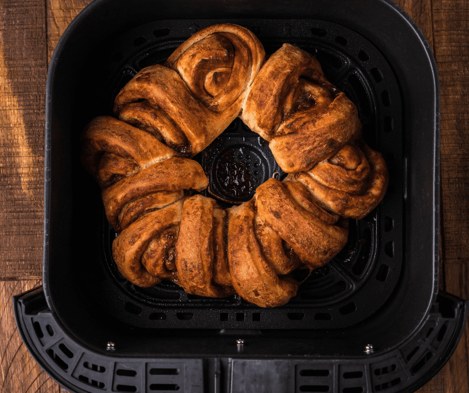 How To Cook Cinnamon Roll Braid In The Air Fryer Finished cooked air fryer 