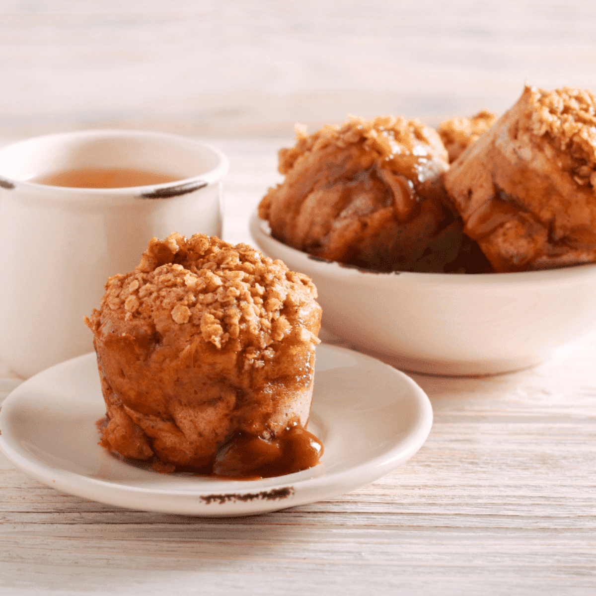 Air Fryer Caramel Apple Muffins