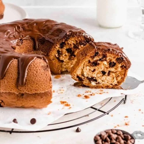 Air Fryer Chocolate Chip Bundt Pound Cake - Fork To Spoon