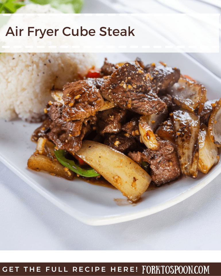 air fryer cube steak on plate
