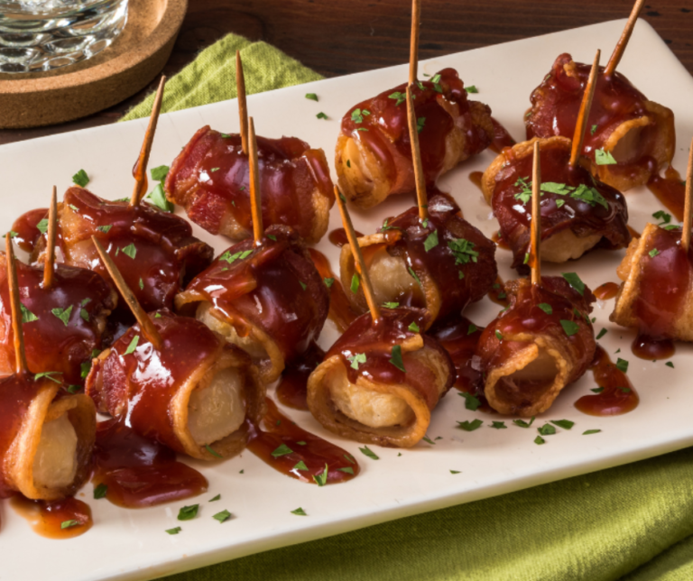 Air Fryer Bacon Wrapped Water Chestnuts Fork To Spoon