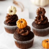 Air Fryer Chocolate Pumpkin Cupcakes