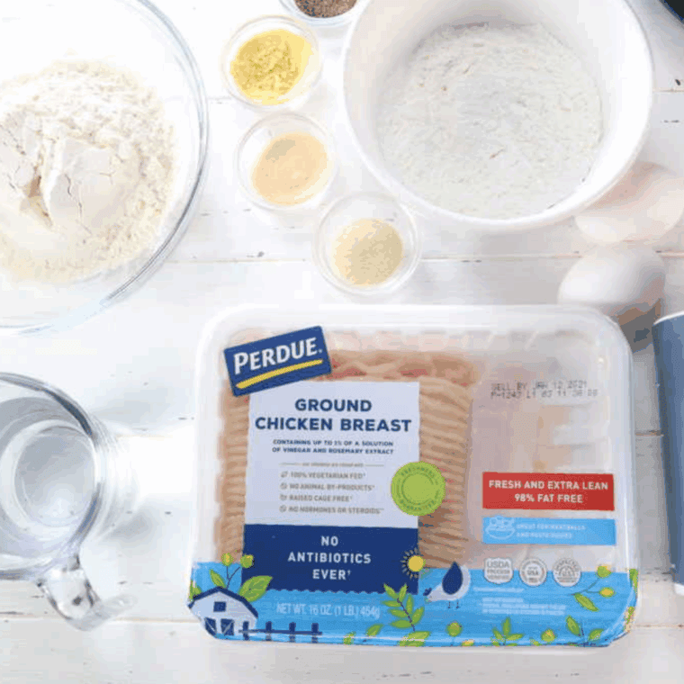 Ingredients needed for Air Fryer Copycat McDonald’s Chicken Nuggets on kitchen table.