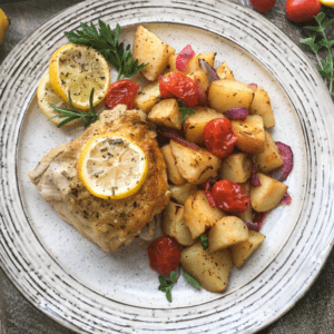 Air Fryer Roasted Potatoes and Tomatoes
