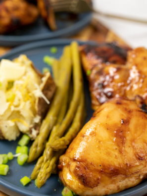 Crispy reheated chicken thighs from the air fryer on a plate