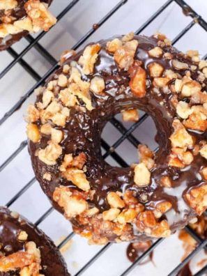 AIR FRYER BROWNIE DONUTS WITH CHOCOLATE & NUT TOPPINGS