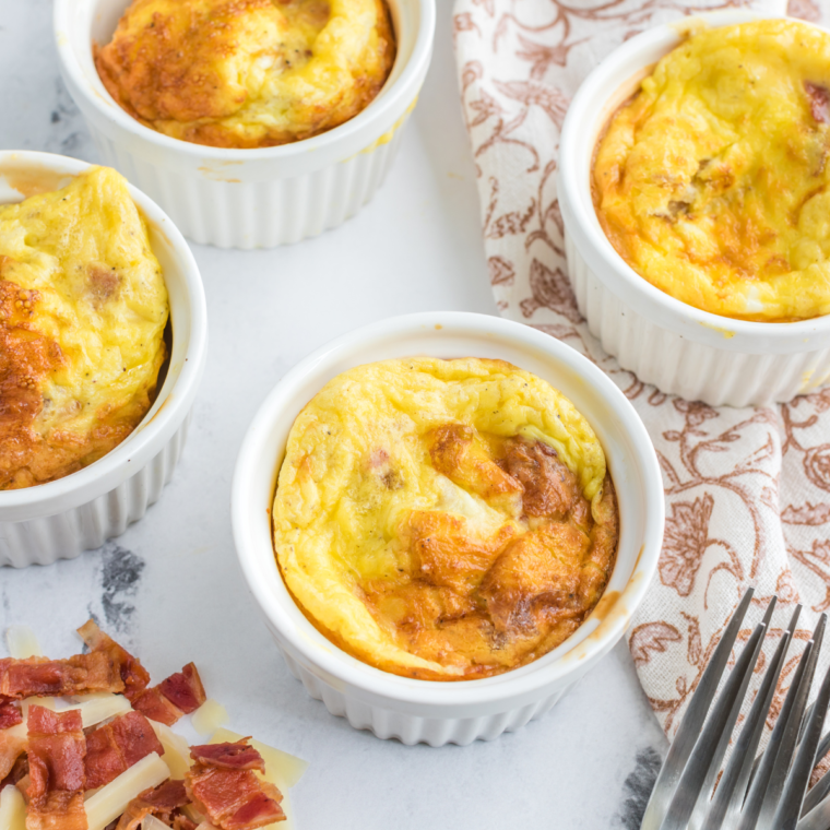 Delicious Starbucks copycat air fryer egg bites with a fluffy, creamy texture, served for breakfast.