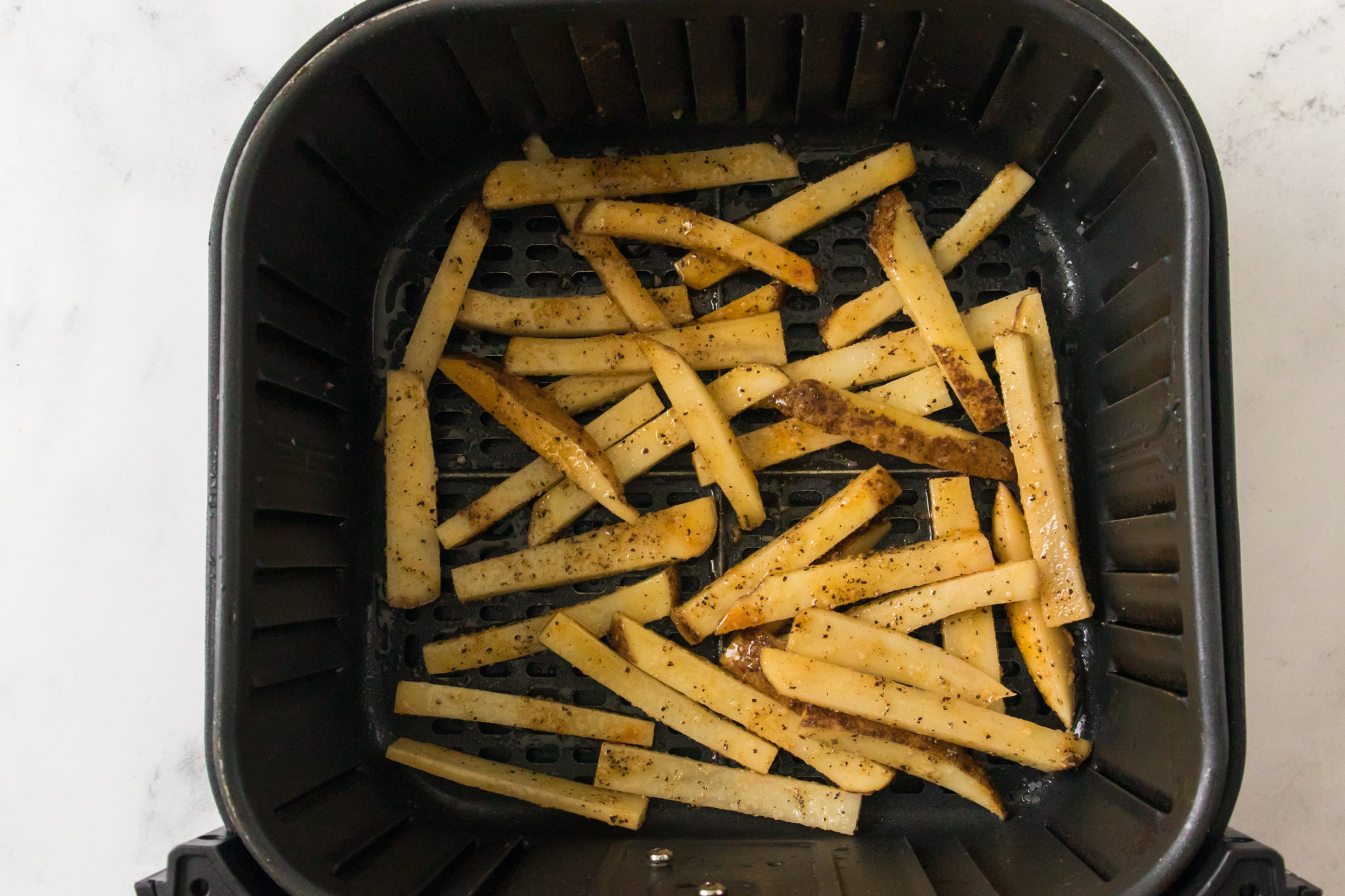 Air Fryer Seasoned French Fries Fork To Spoon