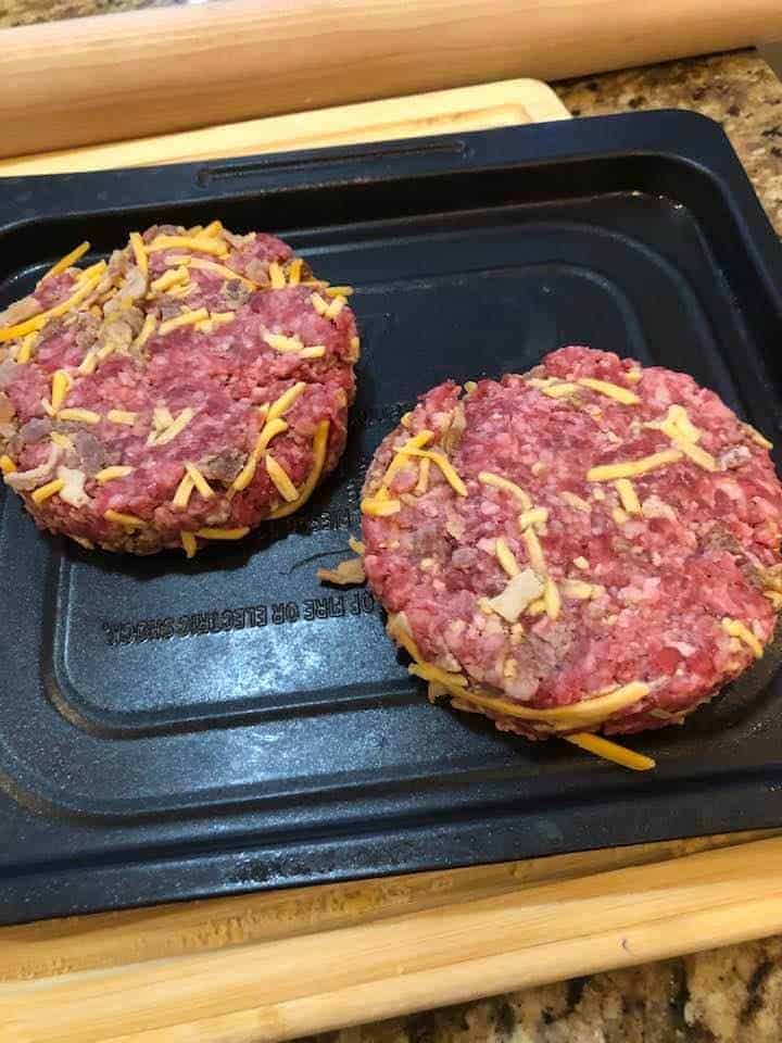 Air Fryer Cheddar and Bacon Burgers