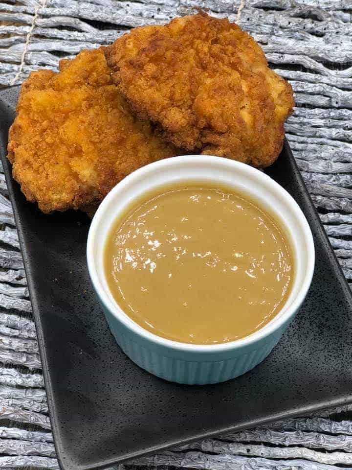 Air Fryer Chicken with Honey Mustard Sauce on Plate