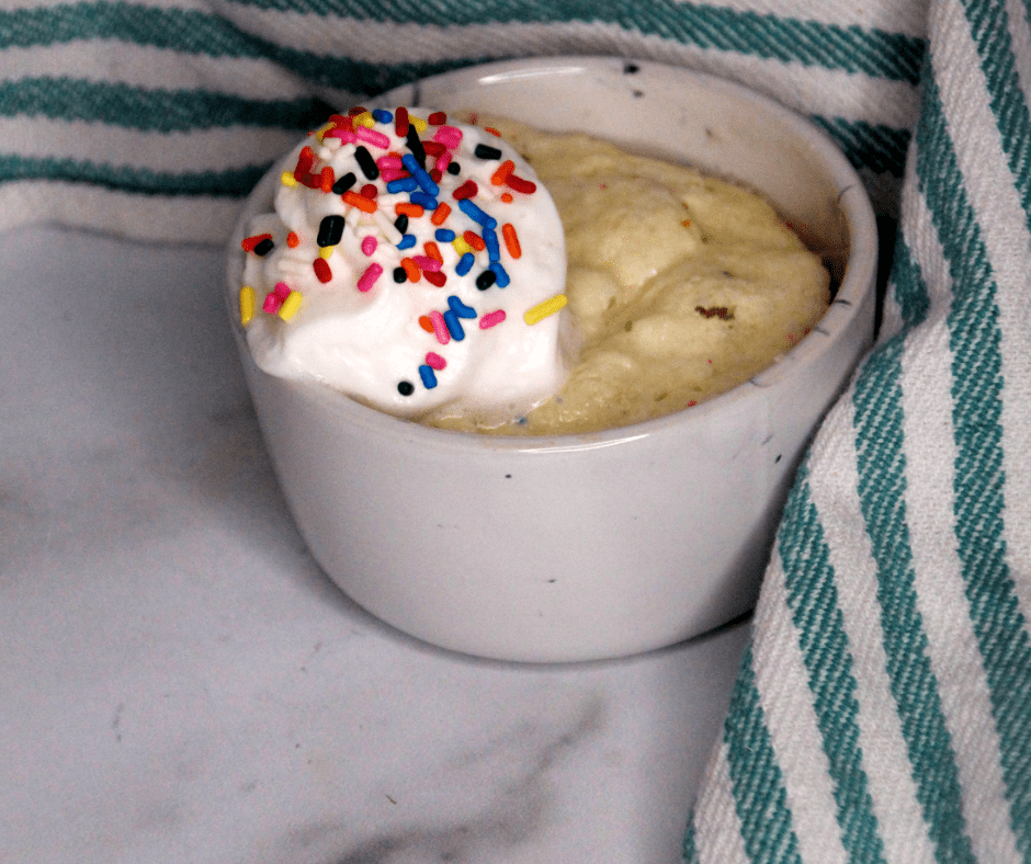 Betty Crocker Mug Cake With Whipped Cream and Sprinkles