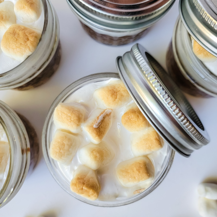 air fryer peanut butter s’mores in a jar