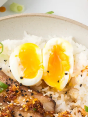 Make perfect air fryer jammy eggs in just 10 minutes &mdash; firm whites with a rich, custardy yolk ideal for ramen, salads, avocado toast, and grain bowls. No boiling water needed.