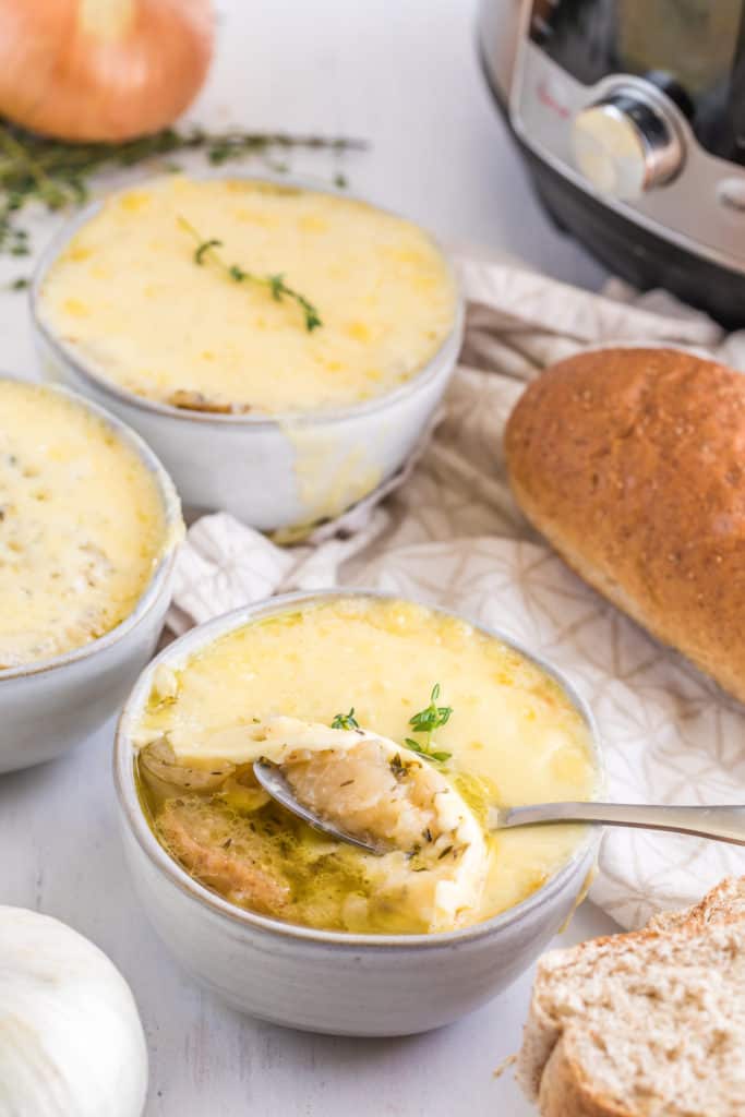 This copycat Panera Bistro French Onion Soup is the perfect wintertime meal. It's packed with flavor, and it's easy to make in your Instant Pot. This soup is sure to become a family favorite. Give it a try tonight!