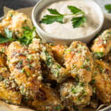 Keto Air Fryer Garlic Parmesan Wings are perfectly crispy and packed with rich, buttery parmesan and garlic flavor, all while containing just 2 net carbs per serving.