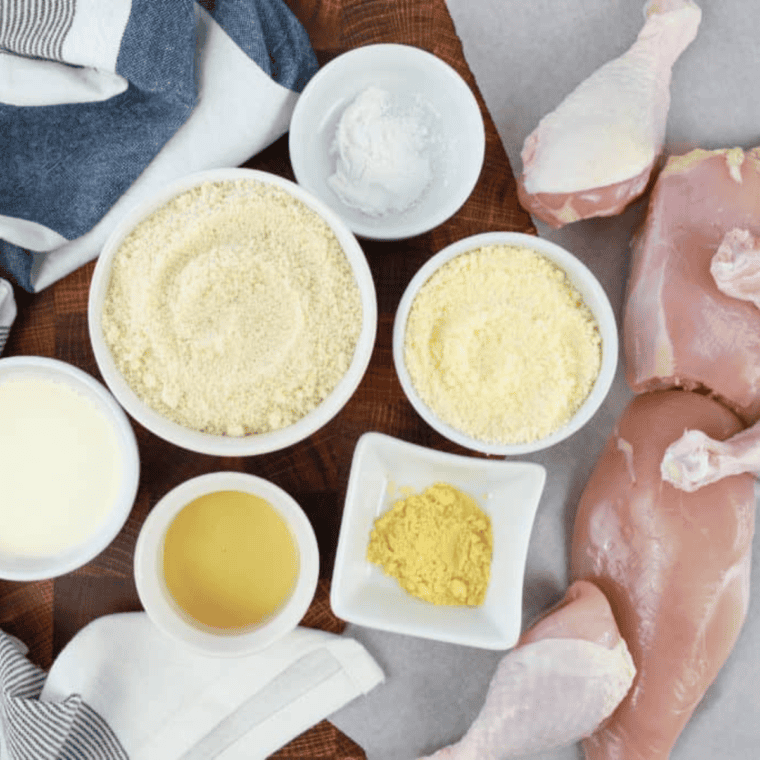Ingredients needed for Keto Southern Air Fryer Drumsticks on kitchen table.