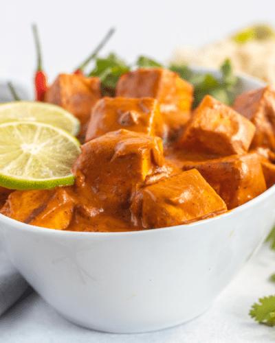 Air Fryer Curry Tofu in Bowl