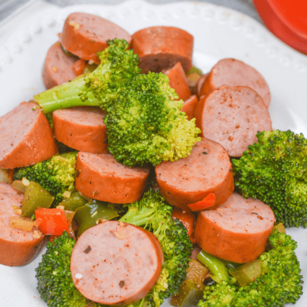 Broccoli and Sausage in Air Fryer Fork To Spoon