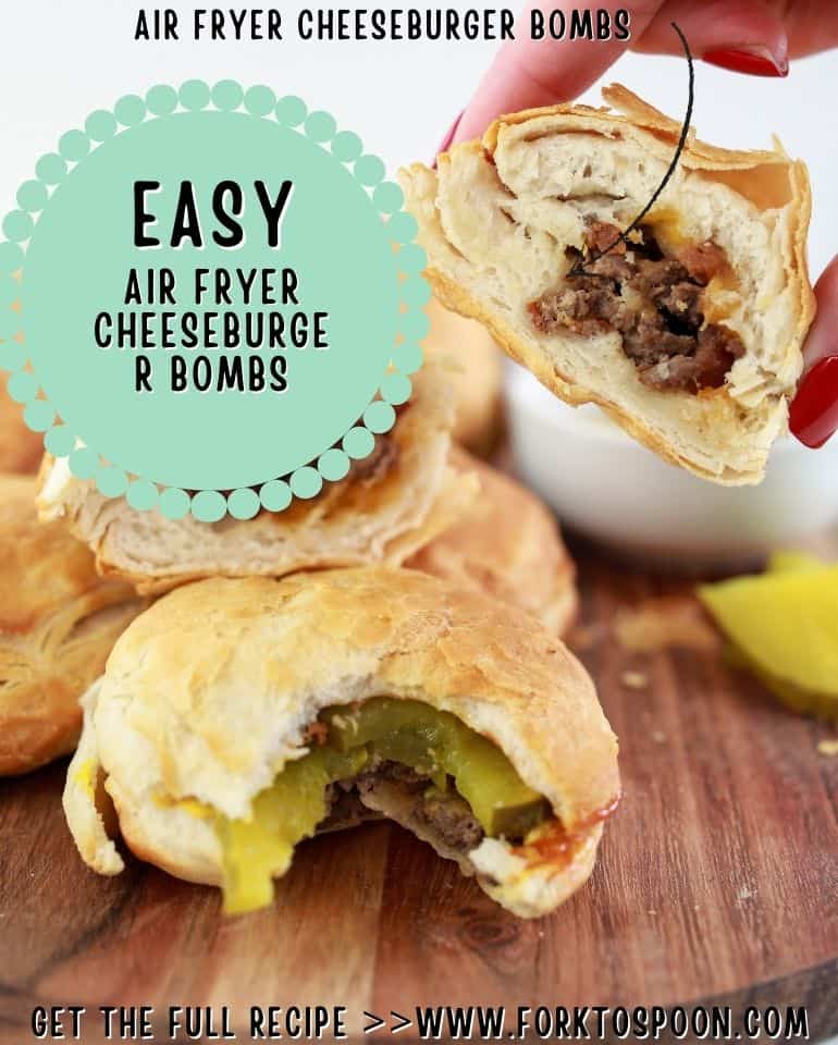 titled image (and shown): air fryer cheeseburger bombs easy air fryer cheeseburger bombs