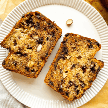 Air Fryer Almond Chocolate Banana Bread