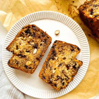 Air Fryer Almond Chocolate Banana Bread