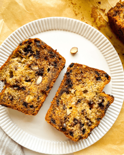Air Fryer Almond Chocolate Banana Bread