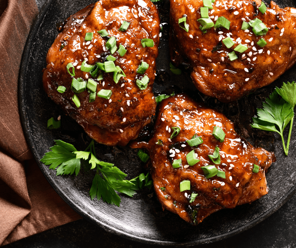 Cooked AIR FYRER CHICKEN THIGHS WITH CHILI LIME SAUCE