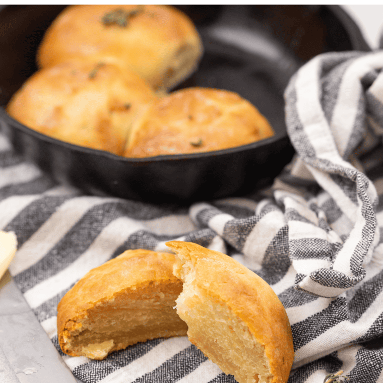 Golden, fluffy Air Fryer Potato Rolls freshly baked.